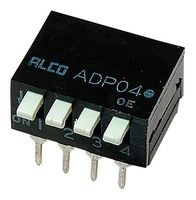 TE CONNECTIVITY ADP0404 DIP / SIP Switch, 4 Circuits, Piano Key, Through Hole, SPST, 24 V, 100 mA