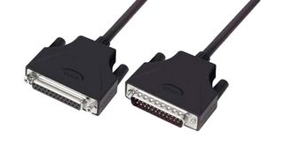 L-COM CSMUZ25MF-10 Computer Cable, D Sub 25 Position Plug, D Sub 25 Position Receptacle, 10 ft, 3.05 m, Black