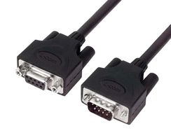 L-COM CSMUZ9MF-25 Computer Cable, D Sub 9 Position Plug, D Sub 9 Position Receptacle, 25 ft, 7.6 m, Black