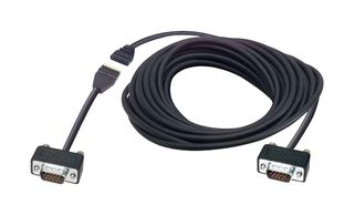 L-COM CTLB3VGAMM-75TZ Audio / Video Cable Assembly, HD-15 Plug, HD-15 Plug, 75 ft, 22.8 m, Black, CTLB3VGAMM-T Series