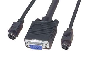L-COM CTL3KVMF-50 Computer Cable, HD-15 Plug + 2x Mini DIN 6 Position Plug