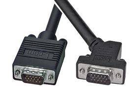 L-COM CTL3VGAMM-10BR Computer Cable, HD-15 Plug, 45° HD-15 Plug, 10 ft, 3.05 m, Black, CTL3VGAMM-BR Series