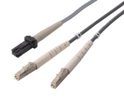 L-COM FODMT-LC-01 Fiber Optic Cable, Multimode, OM1, 2 Fibers, 62.5µm / 125µm, MT-RJ to LC Duplex, 3.3 ft