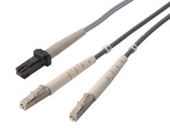 L-COM FODMT-LC-02 Fiber Optic Cable, Multimode, OM1, 2 Fibers, 62.5µm / 125µm, MT-RJ to LC Duplex, 6.6 ft