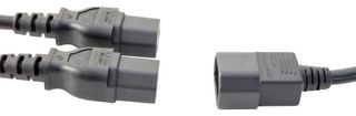MULTICOMP PRO GW-151650 Mains Power Cord, IEC 60320 C14 to 2x IEC 60320 C13, 1 m, 10 A, 250 VAC, Black