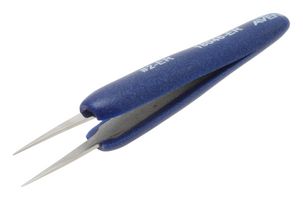 AVEN 18046-ER Tweezers, Gripping/ESD Safe, Straight/Pointed, Style 2, 4.5" Overall Length, Stainless Steel Tip