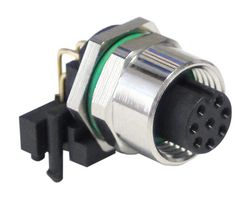 BULGIN LIMITED PXMBNI12RAF04APCM12 Sensor Connector, PXM Series, M12, Female, 4 Positions, PCB Socket, Right Angle Panel Mount