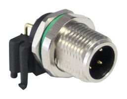 BULGIN LIMITED PXMBNI12RAM04APCM12 Sensor Connector, PXM Series, M12, Male, 4 Positions, PCB Pin, Right Angle Panel Mount