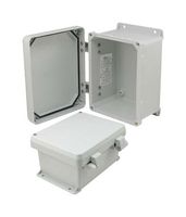 L-COM NBN080604 Plastic Enclosure, Non Metallic Hinges, Wall Mount, Polyester (PET), Glass Fibre Reinforced, 237 mm