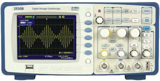 B&K PRECISION 2530B Digital Oscilloscope, 2540B Series, 0+2 Channel, 25 MHz, 500 MSPS, 32 kpts, 14 ns