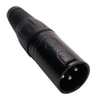 IO AUDIO TECHNOLOGIES IO-XLR3-M-BK XLR Connector, 3 Contacts, Plug, Cable Mount, Silver Plated Contacts, Zinc Body