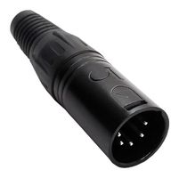 IO AUDIO TECHNOLOGIES IO-XLR5-M-BK XLR Connector, 5 Contacts, Plug, Cable Mount, Silver Plated Contacts, Zinc Body