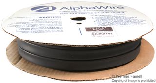 ALPHA WIRE F2213/8 BK007 Heat Shrink Tubing, FIT 221, 2:1, 0.375 ", 9.525 mm, Black, 50 ft, 15.24 m