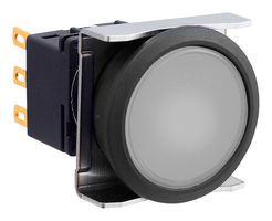 IDEC LBW6L-A1T23VPW Industrial Pushbutton Switch, LBW Series, 22 mm, DPDT, Maintained, Round Flush, Transparent