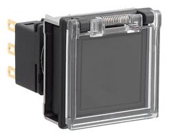 IDEC LBW7GB-M1T1VB Industrial Pushbutton Switch, LBW Series, SPDT, Momentary, Square Flush with Guard, Black
