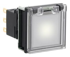 IDEC LBW7GL-M1T23VPW Industrial Pushbutton Switch, LBW Series, DPDT, Momentary, Square Flush with Guard, Transparent