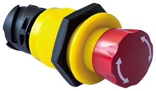 TE CONNECTIVITY - KISSLING ES-2021-T111 Emergency Stop Switch, Non Illuminated, Flush, DPST-NO, SPST-NC, Maintained, Connector, 10 A, 24 V