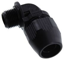 ABB - THOMAS & BETTS LT950P Conduit Connector, Bullet® Liquidtight Fitting, 1/2-14 NPT, 90 Degree, 1/2 ", Thermoplastic, Black