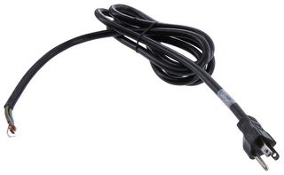 VOLEX 17616 Mains Power Cord, Shielded, NEMA 5-15P to Free End, 2 m, 15 A, 125 VAC, Black