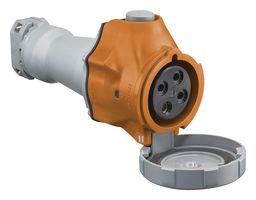 HUBBELL WIRING DEVICES HBLS460C12WP Power Entry Connector, 60 A, 250 V, Cable Mount, Socket, 3P+E / 3P4W, Orange