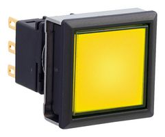 IDEC LBW7L-A1T23VY Industrial Pushbutton Switch, LBW Series, DPDT, Maintained, Square Flush, Transparent
