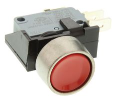 ARCOLECTRIC / BULGIN LIMITED 3832510KR Industrial Pushbutton Switch, 380 Series, 12.7 mm, SPDT, On-(On), Round, Red