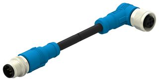 TE CONNECTIVITY T4162114005-004 Sensor Cable, M12 Plug, 90° M12 Receptacle, 5 Positions, 3 m, 9.8 ft, T416 Series