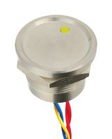 IDEC PW1L-R6AFB002J0Y Vandal Resistant Switch, SPST-NO, Natural, PW1L Series, Momentary, Yellow, Wire Leaded