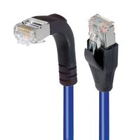 L-COM TRD815SRA1BL-15 Ethernet Cable, Cat5e, 90° RJ45 Plug to RJ45 Plug, FTP (Foiled Twisted Pair), Blue, 4.6 m, 15 ft