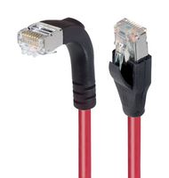 L-COM TRD815SRA1RD-7 Ethernet Cable, Cat5e, 90° RJ45 Plug to RJ45 Plug, FTP (Foiled Twisted Pair), Red, 2.1 m, 7 ft