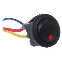 MCM IS-EC-RS1216RED Rocker Switch, SPST, Illuminated, Black