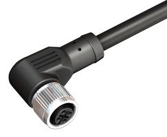ALTECH CBF12-R44N0-02BPVC Sensor Cable, Black, 90° M12 Receptacle, Free End, 4 Positions, 2 m, 6.6 ft