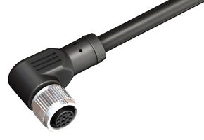 ALTECH CBF12-S43N0-02BPVC Sensor Cable, Black, M12 Receptacle, Free End, 3 Positions, 2 m, 6.6 ft