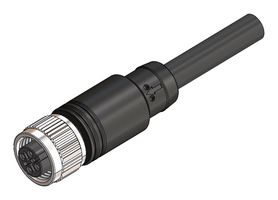 ALTECH CBF12-S55N0-05BPVC Sensor Cable, Black, M12 Receptacle, Free End, 5 Positions, 5 m, 16.4 ft