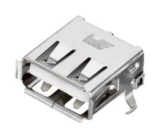 WURTH ELEKTRONIK 614004190021 USB Connector, USB Type A, USB 2.0, Receptacle, 4 Positions, Through Hole Mount, Horizontal