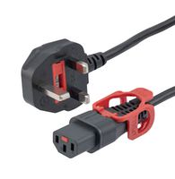 L-COM C13LPBS-10-1M Mains Power Cord, IEC 320 C13 to UK BS 1363 Plug, 1 m, 10 A, 250 V, Black