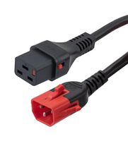 L-COM C14LC19L-15-6F Mains Power Cord, IEC 60320 C14 to IEC 60320 C19, 1.83 m, 15 A, 250 V, Black