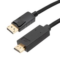 L-COM DPHDMI-MM-05M Audio / Video Cable Assembly, DisplayPort Plug, HDMI Plug, 19.7 ", 500 mm, Black