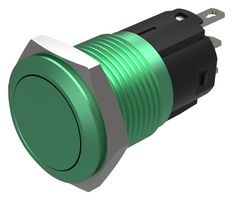 EAO 82-4851.1000 Vandal Resistant Switch, 82 Series, 16 mm, SPDT, Momentary, Round Flush, Green