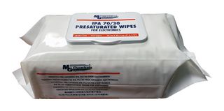 MG CHEMICALS 8241-140 Wipe, Presaturated, Spunlace Wood Pulp, IPA 70/30, 7" x 8", Electronics, 140 Wipes/Soft Pack