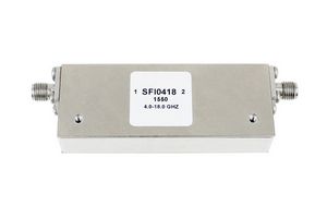 FAIRVIEW MICROWAVE SFI0418 ISOLATOR SMA FEMALE WITH 15 DB ISOLATION FROM 4 GHZ TO 18 GHZ RATED TO 10 WATTS ROHS COMPLIANT: YES