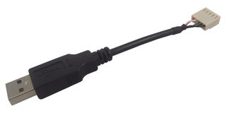 BULGIN LIMITED 14193 USB Cable, Type A Plug to Board-In Crimp Terminal, 100 mm, 4 ", USB 2.0, Black