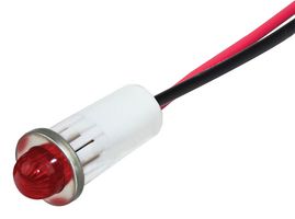 VCC / VISUAL COMMUNICATIONS COMPANY 1092M1-125VAC LED Panel Mount Indicator, Red, 125 VAC, 12.7 mm, 25 mA, 13 cd, Not Rated
