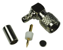 AMPHENOL RF 182323 RF / Coaxial Connector, Mini UHF Coaxial, Right Angle Plug, Solder, 50 ohm, RG58, RG58C, Brass