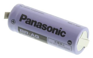 PANASONIC BATTERIES BR-AGT Battery, 3 V, A, Lithium, 2.2 Ah, PCB Pins, 1