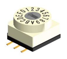 MULTICOMP PRO RBM2-16RBVB Rotary Coded Switch, Flat-head, RBM Series, Surface Mount, 16 Position, 24 VDC, Hexadecimal, 150 mA