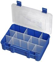 MULTICOMP PRO 197.303 Storage Box, 9 Compartment, Transparent, Blue Locking Clips, 75mm x 276mm x 188mm