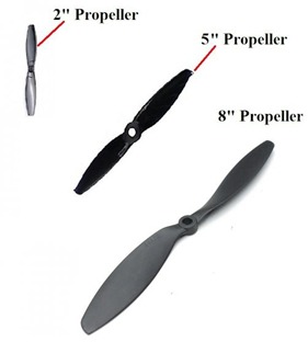 Different sizes of drone propellers