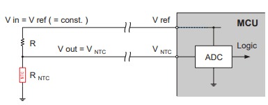 Figure 4: Temperature detection circuit that uses a thermistor