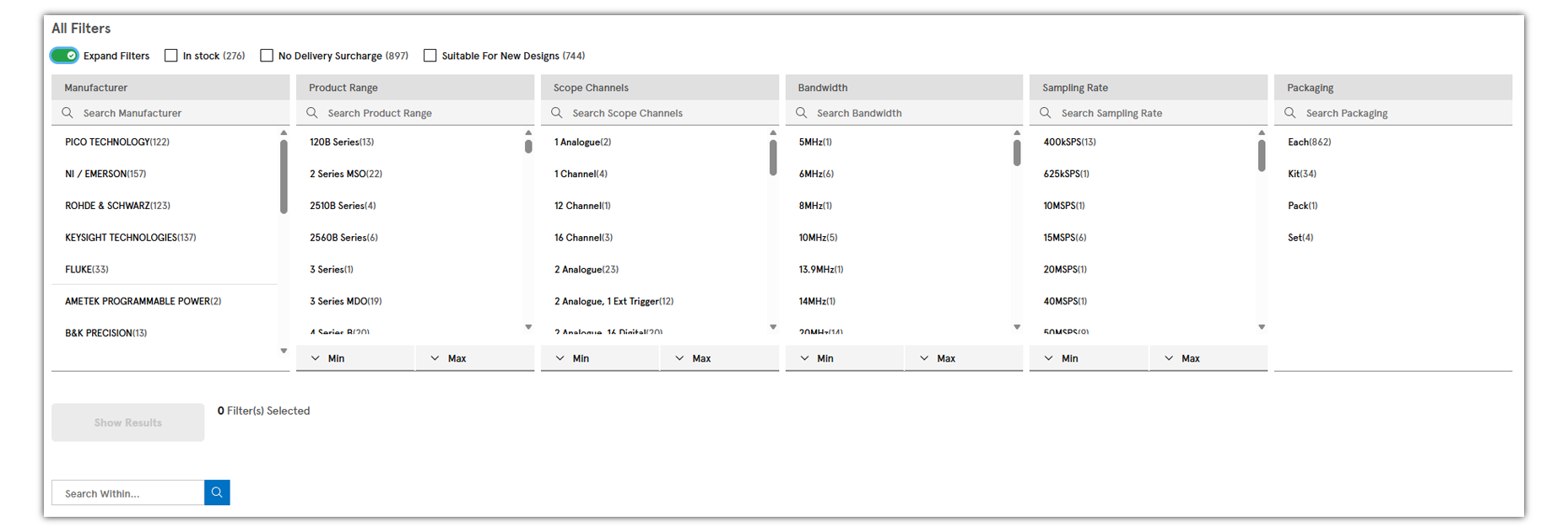 search filters